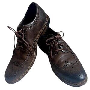 Men’s Bostonian Armon Wing Dark Brown Casual Leather Tie Up  Dress Shoes Size 10